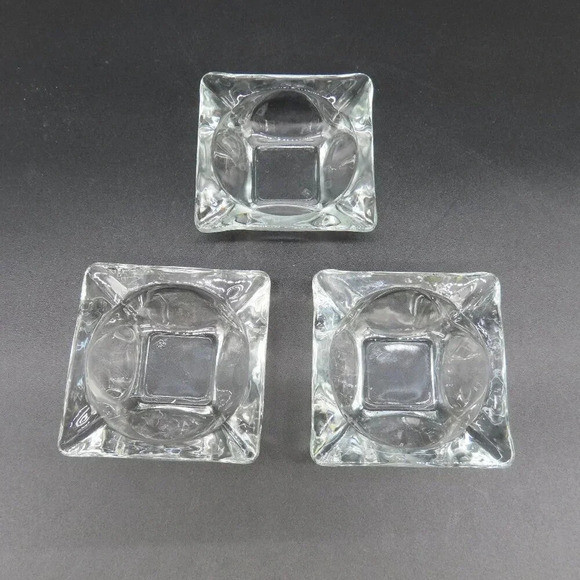 Anchor Hocking Small Glass Ashtrays Set of 3 Vintage MCM - Picture 1 of 6
